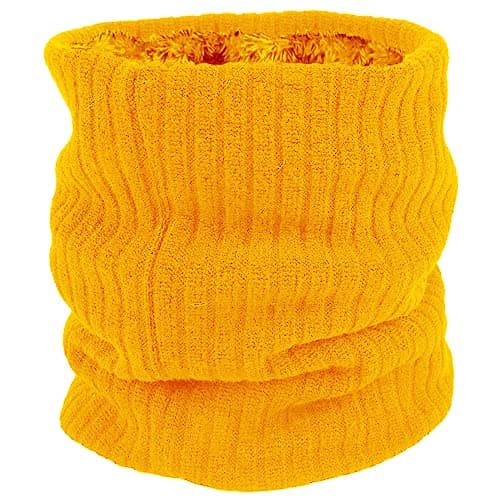 ehsbuy Fleece Neck Warmer Thermal Snoods Unisex Thick Winter Cold Weather Knitted Circle Scarf for Cycling Motocycle Sports