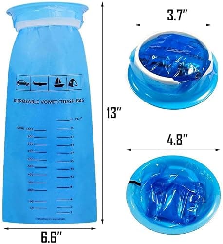 20Pack Vomit Bags Disposable Barf Bags,1000ml High Density Emesis Bags with Snap,Perfect for Morning Sickness,Kids,Pregnant Woman,Car Motion Sickness，Airsick (Light Blue) — view 2