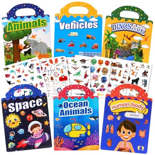 BuyCard 6 Pack Reusable Sticker Book for 2 3 4 Year Olds