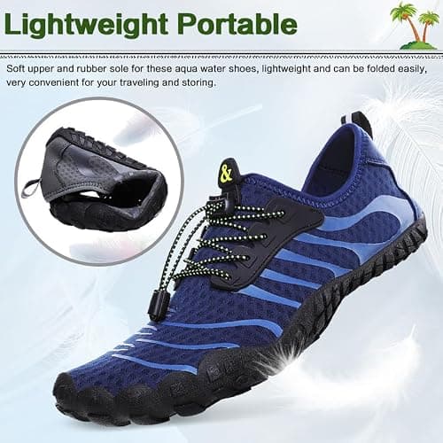 Blue Lightweight Quick Dry Barefoot Beach & Sea Shoes - Men's & Women's Unisex Swim & Surf Sport Diving Pool Shoes — view 4