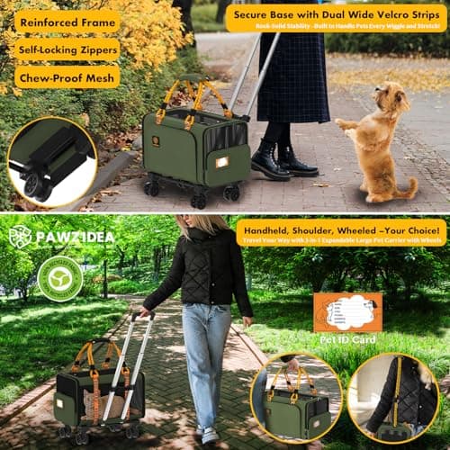 PAWZIDEA Expandable Rolling Cat Carrier with Wheels, Soft-Sided Pet Carrier — view 3