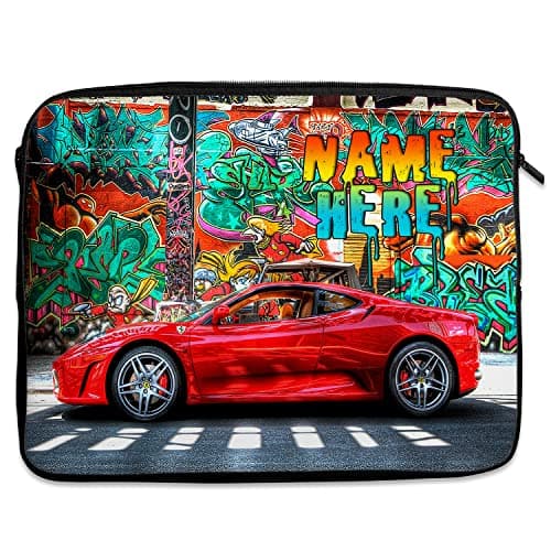 Personalised Race Car Tablet Sleeve Laptop Case Boys iPad Zip Pouch Protective Carry Travel Bag Racing Cars Birthday Gift ST465 (Medium 10” – 13.5”)