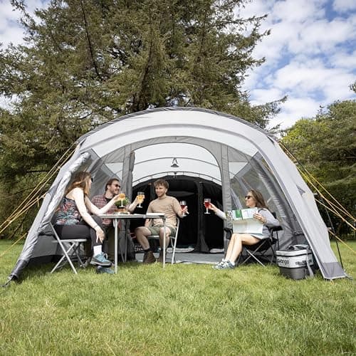 Vango Purbeck 600XL Family Tent [Amazon Exclusive], Large 6 Man Tent with 3 Rooms, Enclosed Porch Area, Double Living Area, Climate Windows - Vivid Grey — view 3