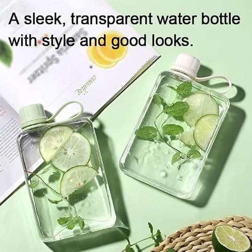 IDIDG Flat Water Bottle Travel Flask Portable 8.2 oz BPA Free Tritan Square Water Bottle Leakproof Slim for Purse Travel Pocket Sports Fitness (Blue, 8.2 OZ) — view 2