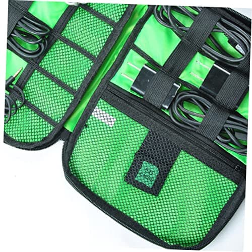 Angoily 2-layer Usb Cable Storage Organizer Camouflage Cord Holder for Data Cable Usb Storage Travel Digital Pouch for Electronic Accessories Cases Green — view 2