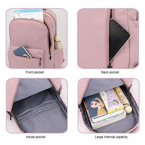 School Bags for Girls, Lightweight Backpack School Bags for Girls Secondary School, Waterproof Rucksack Aesthetic School Backpacks Casual Daypack for Kids, Women, Men, College Travel Work Bag, Blue — view 6
