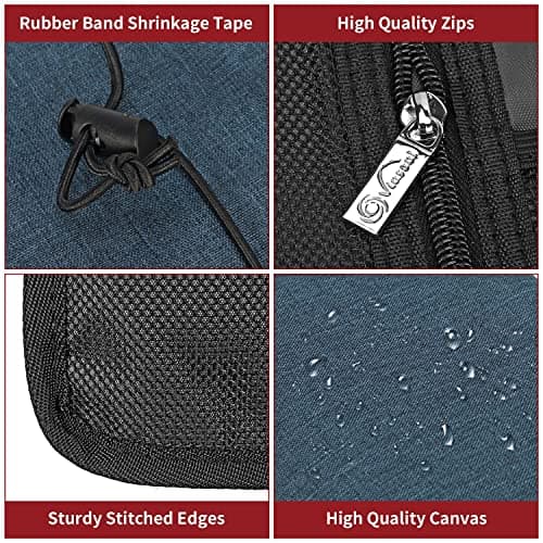 Vinsani Roll Up Accessories Universal Travel Organiser Easy Carry Portable Foldable Make Up Cable Charger Earphones USB SD Card Electronics Essentials Carrying Case – Navy Blue — view 5