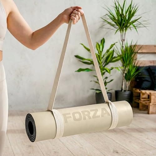 FORZA Yoga Mat Carry Strap – Adjustable Non-Slip Polyester Sling for Easy Yoga & Pilates Mat Transport, Lightweight & Comfortable for Studio, Gym & Travel (Beige) — view 4