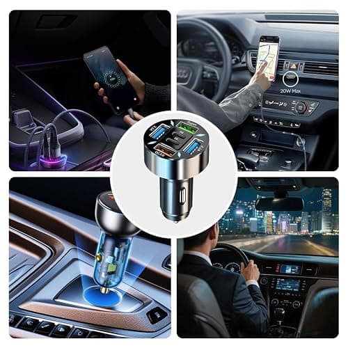 2 Pack 66W USB C Car Charger Adapter, 6 Port Car USB Charger, Fast Charging Car Phone Charger Cigarette Lighter USB Charger for Multiple Devices — view 5