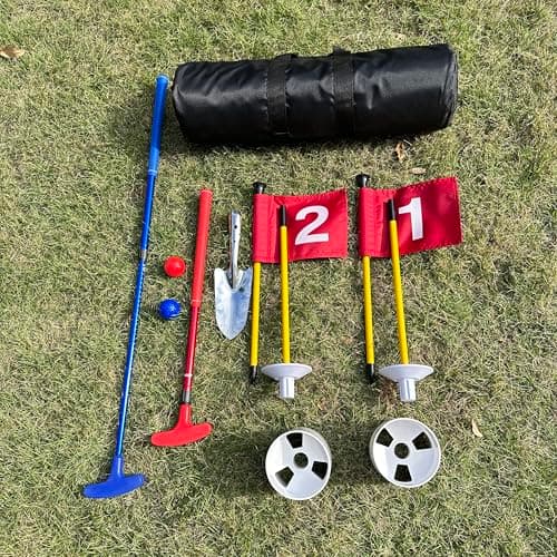 HH-GOLF Mini Golf Course For Beach Backyard Putting Game, 2X Adjustable Golf Putters, 2X Golf Flags & Putting Hole Cups, 2X Golf Balls, 1x Digger and Travel Bag — view 5