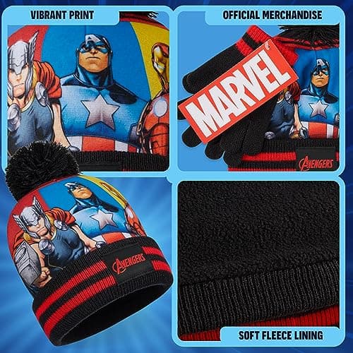 Marvel Boys Winter Accessories Set, Cosy for School Travel - Gifts for Boys (Black Avengers 2 Pcs) — view 4