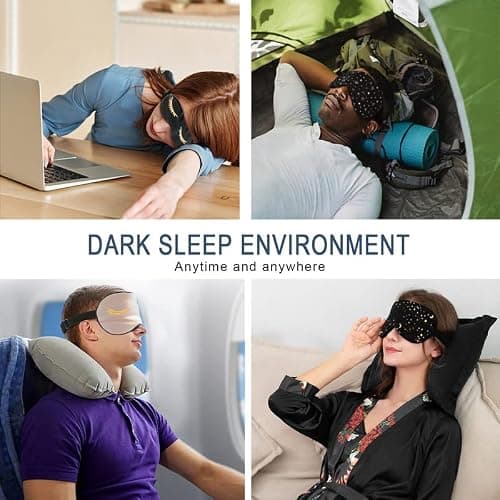 townssilk 2 pcs 100% Silk Sleep mask with Adjustable Strap,Comfortable and Super Soft Eye mask Including 1 pc Balck and 1 pc Silver — view 6