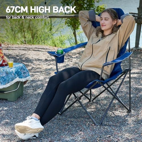 EVER ADVANCED Camping Chairs for Adults Heavy Duty Up to 160kg Blue — view 5