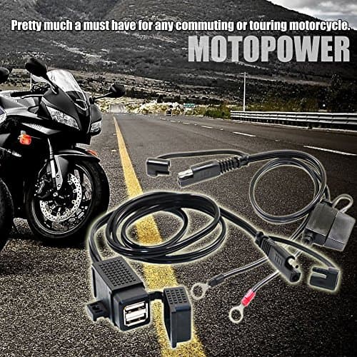 MOTOPOWER MP0609EA 3.1Amp Waterproof Motorcycle Dual USB Charger Kit with Fused SAE Ring Terminal Cable Harness — view 6