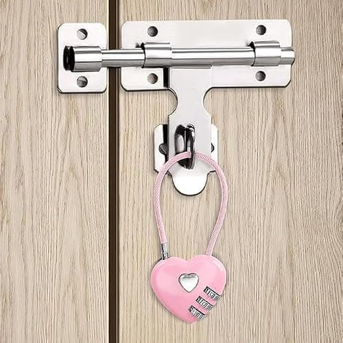 2 Pcs Pink Combination Lock, 3 Digit Heart Shaped Padlock for School Gym Locker,for TSA Approved Cable Luggage Locks, Sports Locker Lock, Luggage, Fence, Backpack, Valentine Gift, Luggage Accessories — view 4
