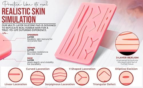 Suture Training Kit with Silicone Practice Pad – Complete Suturing Kit for Medical Students, Nursing Students, Veterinary Training & Surgical Skills Practice — view 4