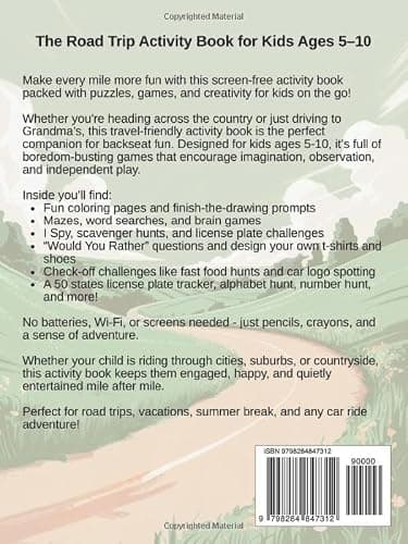 Road Trip Activity Book: Fun Travel Games, Puzzles, Coloring Pages, and Activities for Kids Ages 5–10. Perfect for Car Rides, Vacations, and Screen-Free Fun — view 2