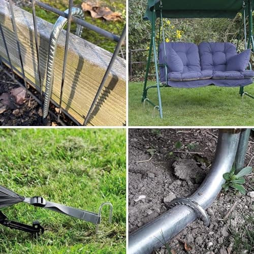 16" Heavy Duty Galvanised Steel Ground Rebar Stakes, Ground Stakes J Hooks Ground Anchors for Marquees, Gazebos, Castles, Tents, Trampolines, Bouncy, Camping, Football Nets(40CM 8 Pack) — view 6
