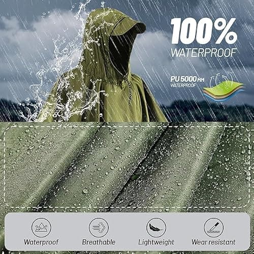 Stynice Lightweight Rain Poncho Waterproof Adult, Reusable Rain Coats for Women & Men with Hoods and Pocket, Rain Poncho Adult Waterproof Poncho for Outdoor Hiking Camping Traveling — view 5