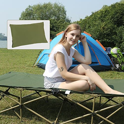 REDCAMP Small Camping Pillow for Adults,Peach Skin Travel Pillow,Green — view 2