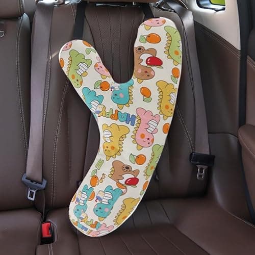 XGOPTS Kids Car Seat Travel Pillow, Cute Cartoon Pattern Y-Shaped Headrest Pillow Head Neck Support Cushion Y-Shaped Sleeping Pillow Rest Pillow Universal Car Seat Belt for Kids, Adults, Children — view 2