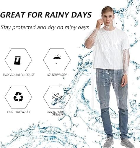 CHGANG 3 Pack Rain Poncho Waterproof Emergency Raincoats Adult With Hood For Camping,Fishing,Theme Parks,Festivals (Yellow) — view 3