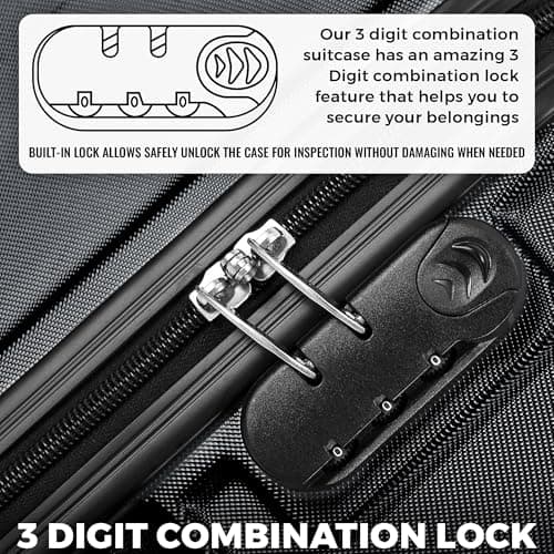 FLYMAX 29" Large Suitcase 4 Wheel Lightweight Luggage Hard Shell Travel Case Hold Check in Fits 23kg - 27kg + 3 Digit Lock Suitcase Large + Telescopic Handle 100 Litre Capacity — view 6
