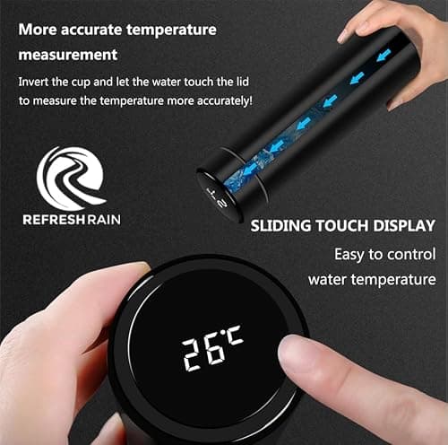 Smart Thermal Flask Digital Temperature Display Ideal for Hot Drinks & Boiled Water 500ml Stainless Steel Baby Bottle Perfect for Cold Coffee Tea Milk on the Go (Black) — view 5