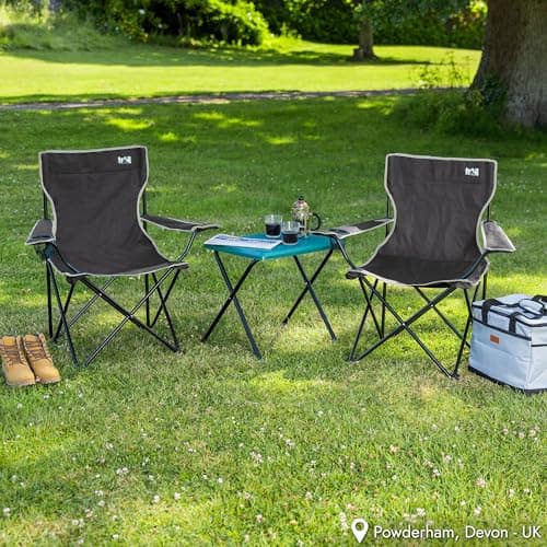 Trail Folding Camping Chair – 2 Pack, Lightweight Outdoor Chair with Cup Holder Armrest, Heavy Duty Tubular Steel Frame, Fast-Drying Polyester, Carry Bag, 100kg Capacity (Black) — view 2