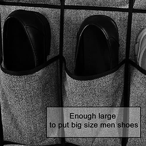 VERONLY Hanging Shoe Rack Storage Over Door Organiser - Hanger Storage Holder Bag Wall Mounted with 24 Large Pockets & 4 Wide Hooks for Closet, Slippers, Men Sneakers, Kids Sports Shoes (Black) — view 4