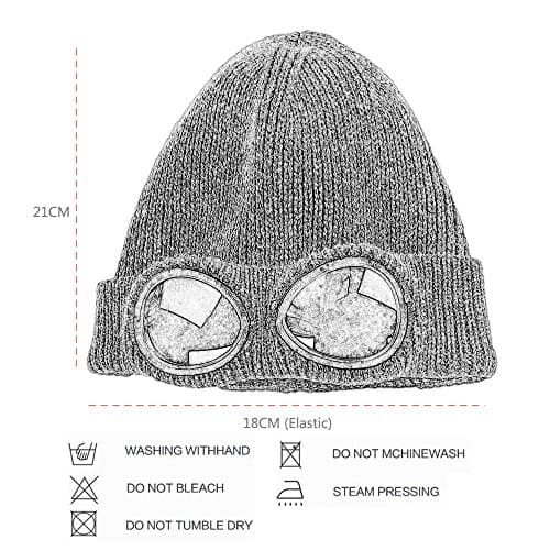 MansWill Unisex Wool Knitted Goggles Beanie, Warm Winter Stylish Hat Autumn Outdoor Sports Cap Fashion Womens Indoor Leisure Heat Keeper Ear Snow Cold Protector — view 3