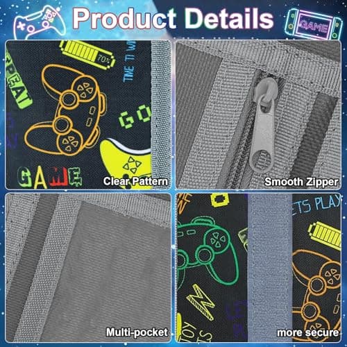 GUOYOU Kids Wallet Tri fold Coin Pocket with Zipper Key Chain and ID Window — view 4