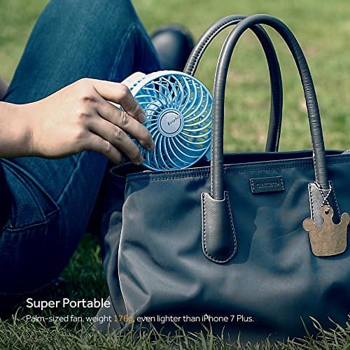 EasyAcc Handheld Fan USB Fans Portable Hand Fan 3 Speeds 180° Foldable with 6 Blades Personal Electric Mini Outdoor Fan with Rechargeable Battery Foldable Handle Desktop for Home Travel Outdoor - Blue — view 4