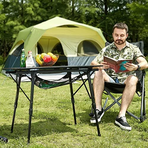 Portal Camping Tables That Fold up 90×53cm Picnic Table Folding Portable with Height Adjustable Legs Collapsible 3ft Aluminium Rollup Outdoor Lightweight Foldable for Beach Fishing Garden BBQ — view 2
