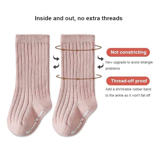 HXQLXGT Toddler Knee High Socks Non Slip Anti Skid Baby Boy Girls Seamless Long Stockings (UK, Age, 1 Year, 3 Years, 6 Pairs Multicolor) — view 3