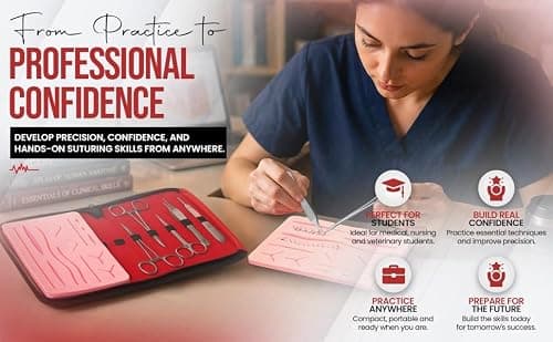 Suture Training Kit with Silicone Practice Pad – Complete Suturing Kit for Medical Students, Nursing Students, Veterinary Training & Surgical Skills Practice — view 6