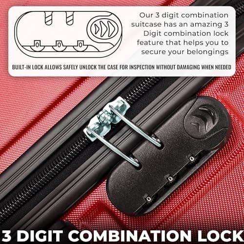 FLYMAX 29" Large Suitcase 4 Wheel Lightweight Luggage Hard Shell Travel Case Hold Check in Fits 23kg - 27kg + 3 Digit Lock Suitcase Large + Telescopic Handle 100 Litre Capacity — view 6