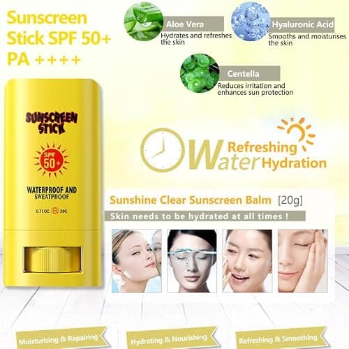 Spf 50 Sunscreen Stick - Moisturising Sunblock Stick PA+++ - Factor 50 Sun Cream for Face & Body - Mini Travel Size Sunscreen Waterproof - Roll on Suncream with Centella and Aloe Vera Extract — view 2