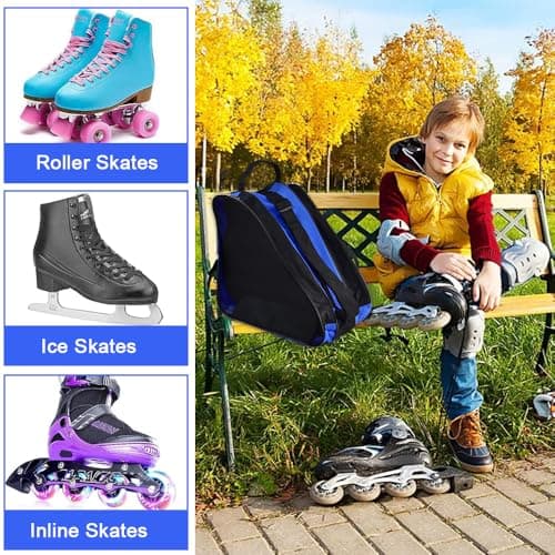 PERFETSELL Bag Adult Roller Skate Bag Ice Skate Ice Hockey Bag Ski Boot Bag with Adjustable Carry Strap Ice Skate Bag for Ice Hockey Skates for Men Women (Sky Blue) — view 6