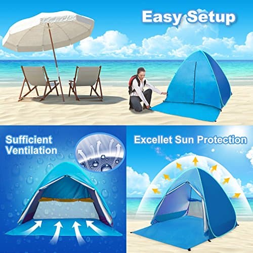 Eplze Automatic Pop Up Beach Tent 2-3 Persons (Sky Blue) — view 6