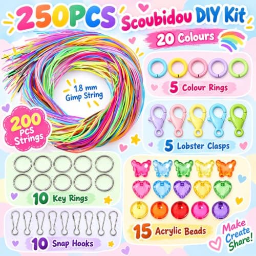 Vasdrin Scoobies Strings Kit, 200 Pieces Scooby Strings in 20 Colours — view 2