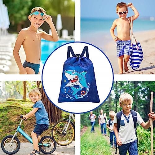WAWSAM Kids Drawstring Gym Bag with Zippered Pocket and Water Bottle Pocket — view 5