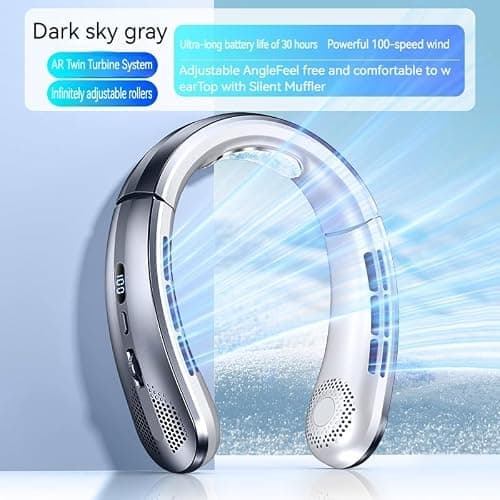 100-Speed Bladeless Neck Fan, USB-C Rechargeable & Ultra Quiet - Portable Cooling Fan for Work/Travel, Deep Space Grey — view 5