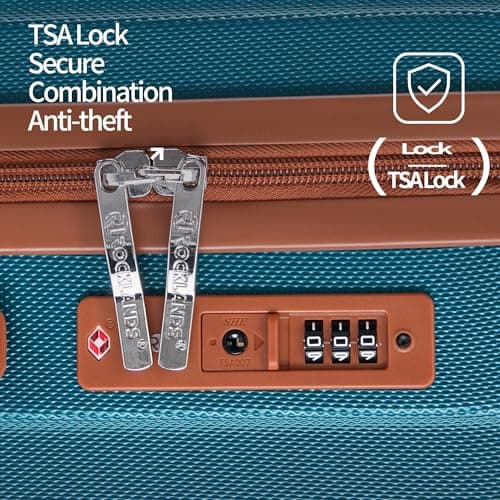 Rocklands London Extra Large Suitcase 32 Inch Lightweight Hard Shell Luggage 4 Dual Spinner Wheels, Durable Travel Case, TSA Lock, Telescopic Handle, Teal — view 5