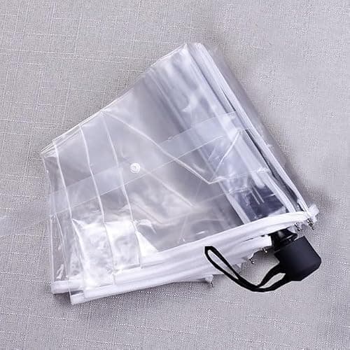Gadgetking 2 PACK - MINI FOLDING UMBRELLA COMPACT LIGHTWEIGHT TRAVEL POCKET HANDBAG FOLDING FOR MENS LADIES CLEAR TRANSPARENT SEE THROUGH SMALL SIZE FOLDING WOMENS PORTABLE — view 3