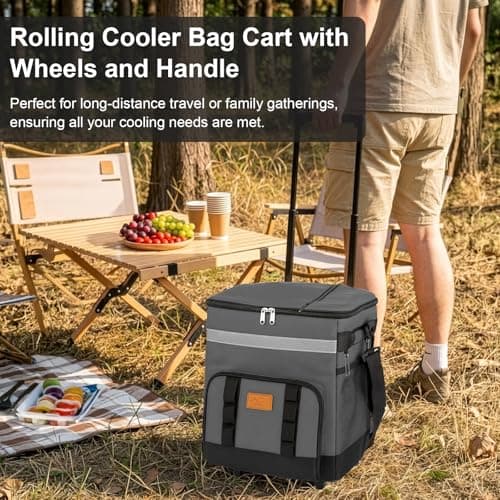SUNNYNEST 35L Rolling Cooler Bag with Wheels Insulated Portable Tote — view 3