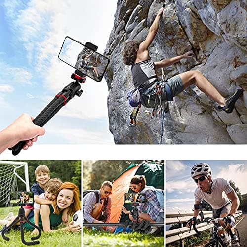 LINKCOOL Phone Tripod​ – Portable 360° tripod with Bluetooth remote, fits phones, iPads & cameras. Perfect for travel & vlogging-Black — view 6