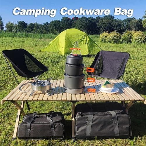 YUYTE Camping Cooking Utensils Set Bag, Camping Storage Bag with Movable Partitions for Campers and Backpackers, for Travel, Picnics, Camping, BBQs (L) — view 2