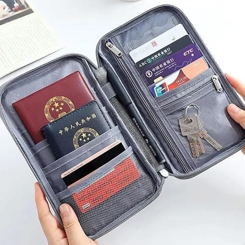 Passport Holder Travel Wallet, Large Capacity Travel Document Holder, Water-Resistant Portable Travel Wallet Organiser for Cash Passport ID Card Credit Cards Flight Ticket Pen - Gifts for Men & Women — view 5