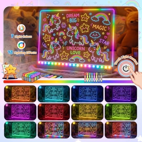 EUCOCO Girls Toys for 2 3 4 5 6 7 8 9 10 Year Old Girl Gifts, Led Drawing Board Gift for 2-12 Year Old Girls Birthday Presents Drawing Pad for Kids Toys Christening Gifts for Girl Travel Toy Games — view 2